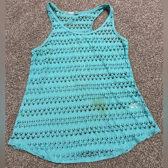 Maurices Turquoise Lace Cover Up Tank Top - Picture 1 of 5